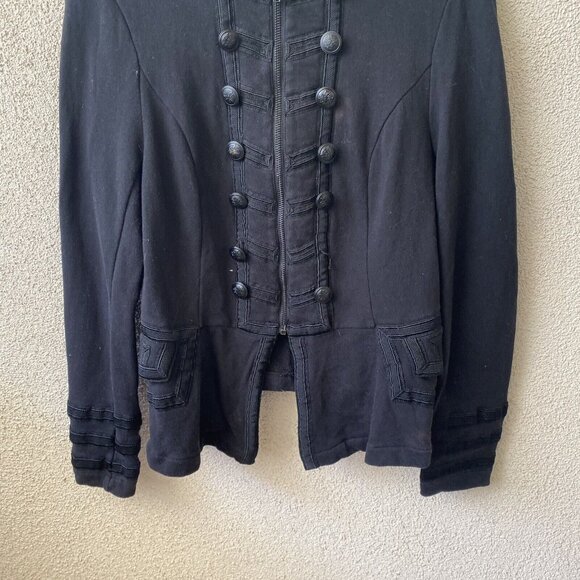 TORRID Womens Black Military Jacket Black Embellished Zip Front Size 0 - Picture 3 of 12